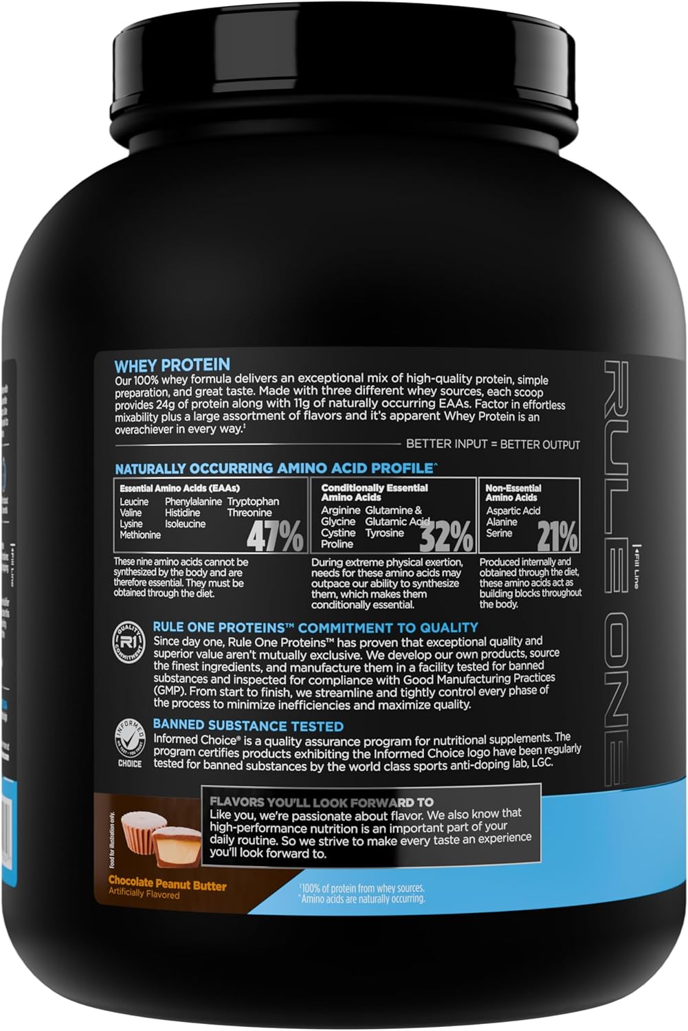 rule 1 whey protein – 24g fast acting protein from all whey sources with naturally occurring eaas & bcaas for workout recovery or anytime use