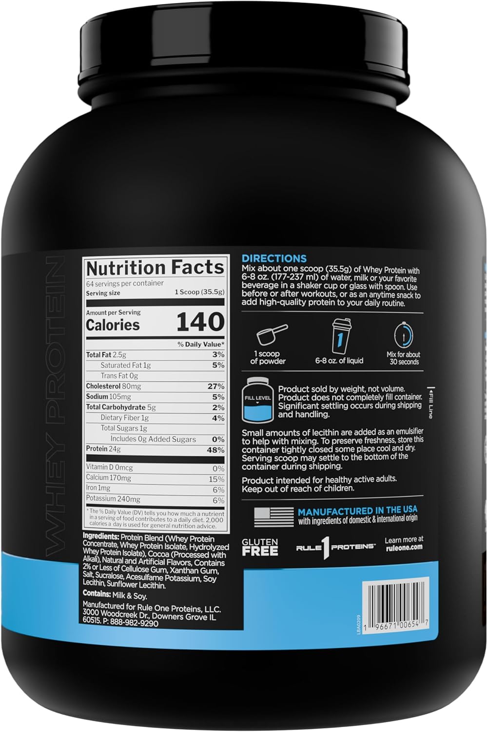 rule 1 whey protein – 24g fast acting protein from all whey sources with naturally occurring eaas & bcaas for workout recovery or anytime use