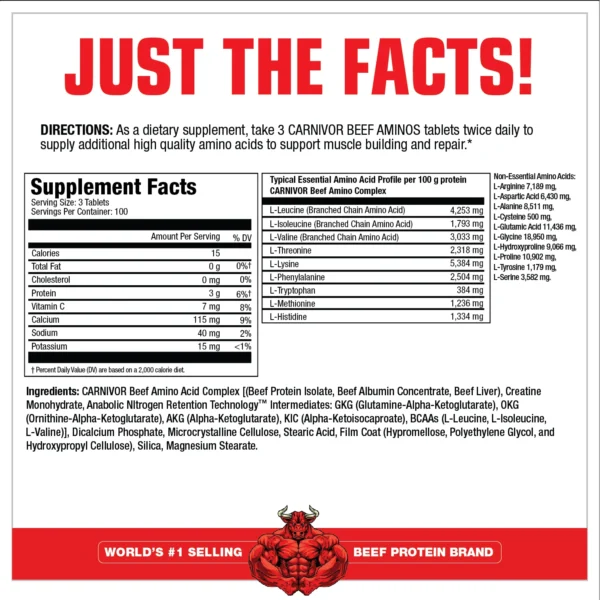 musclemeds carnivor™ beef aminos (300 tablets)
