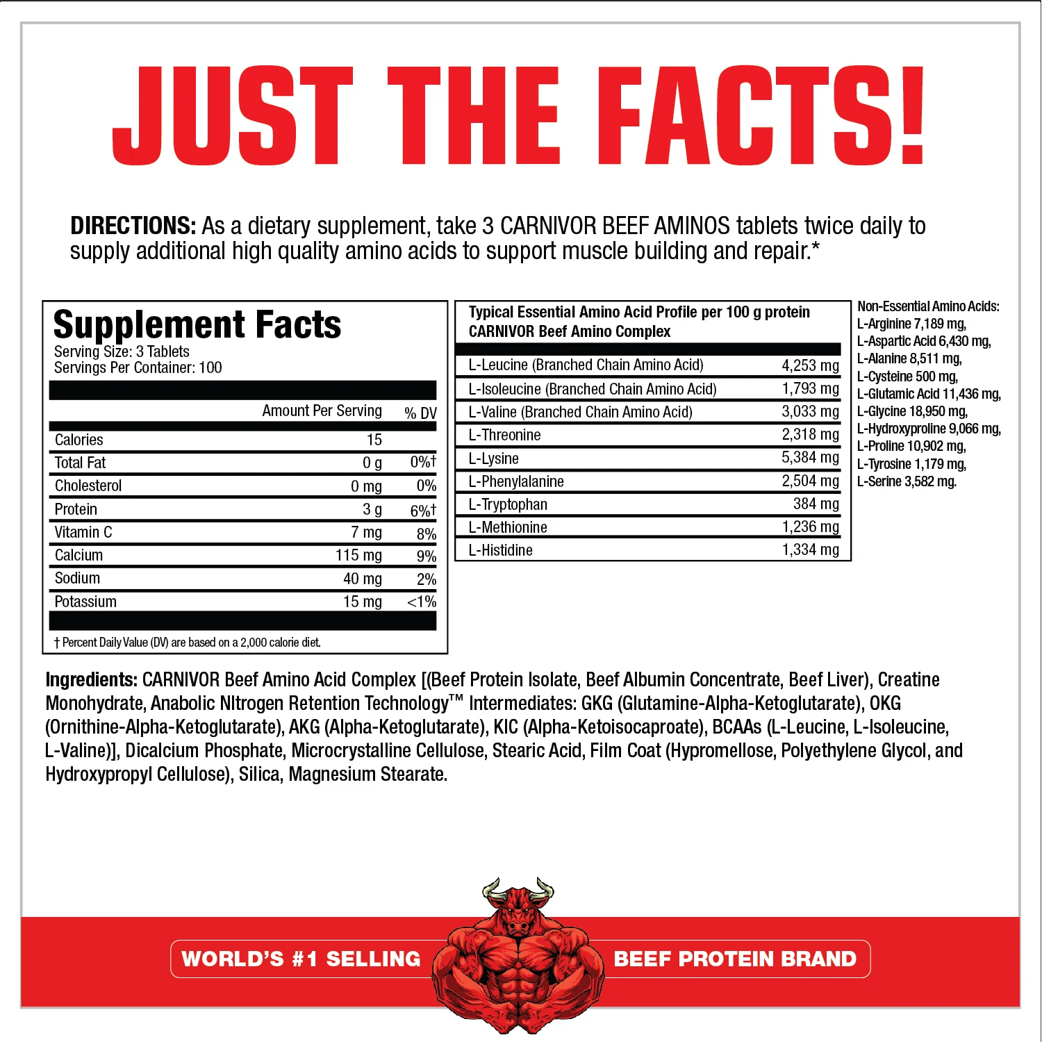 musclemeds carnivor™ beef aminos (300 tablets)