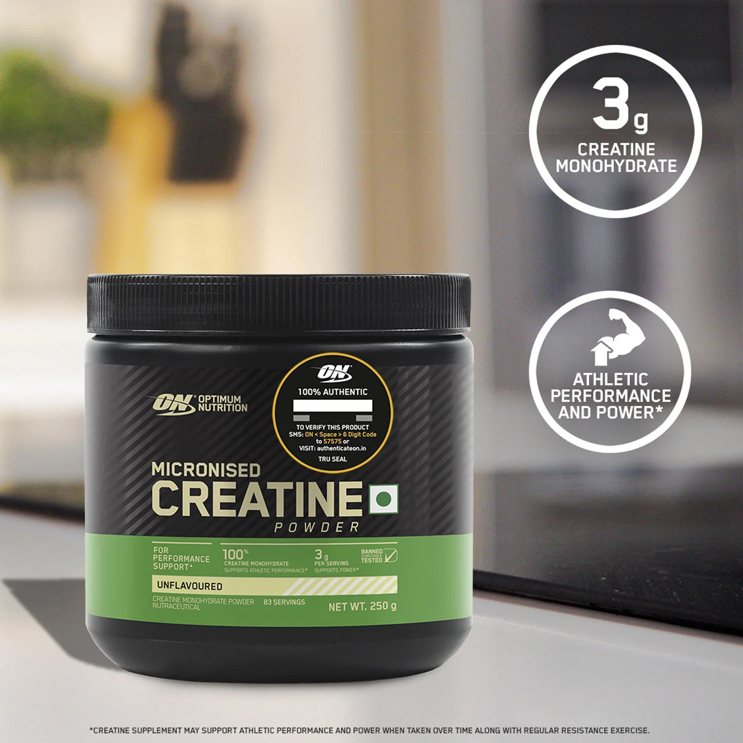 optimum nutrition (on) micronized creatine monohydrate powder 250 g