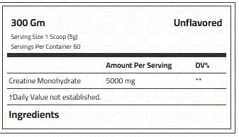 big ramy labs creatine monohydrate 5000 mg, unflavored, 300 gm, made in usa