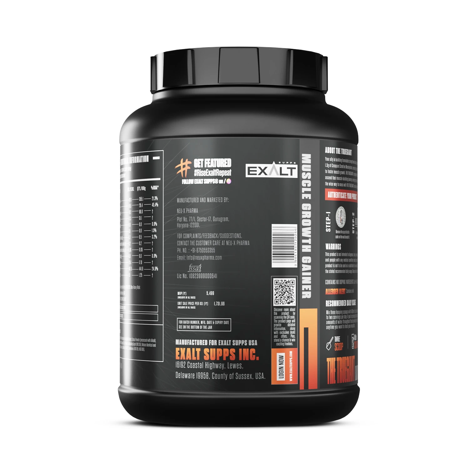 exalt the truegiant premium mass gainer 3.17kg ( delivery extra )