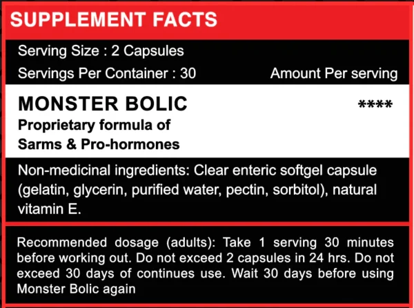 hfn monsterbolic 60capsules gaining tablet ( canada made )