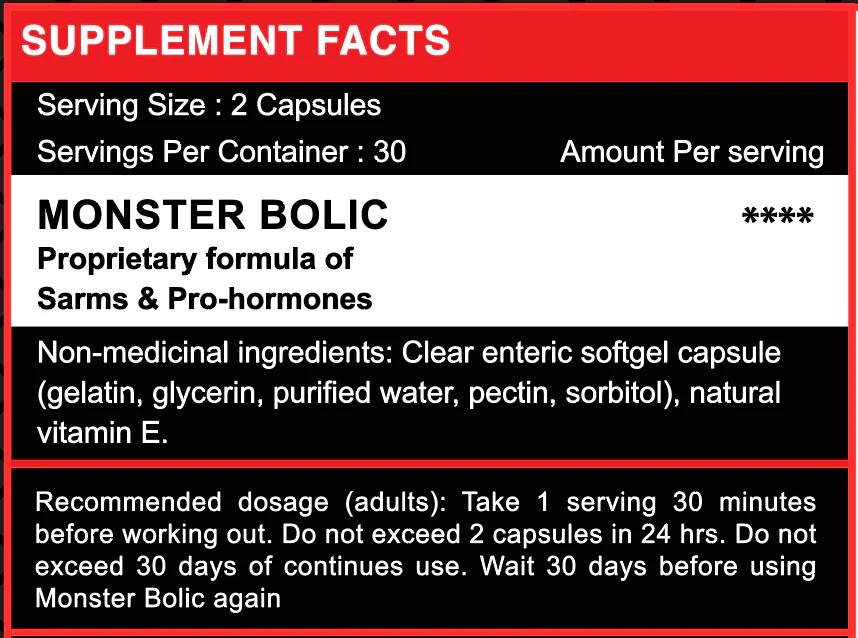 hfn monsterbolic 60capsules gaining tablet ( canada made )