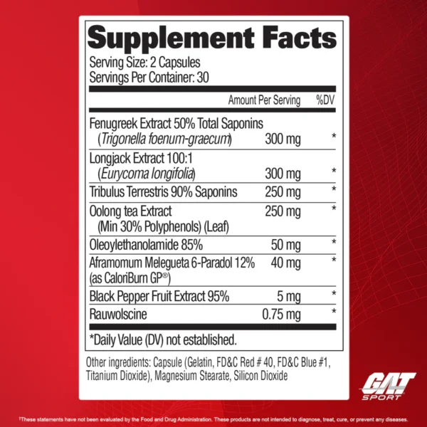 gat sport testrol fire burn 97calories per day 60capsules ( made in usa ) ( 😊free delivery😊 )