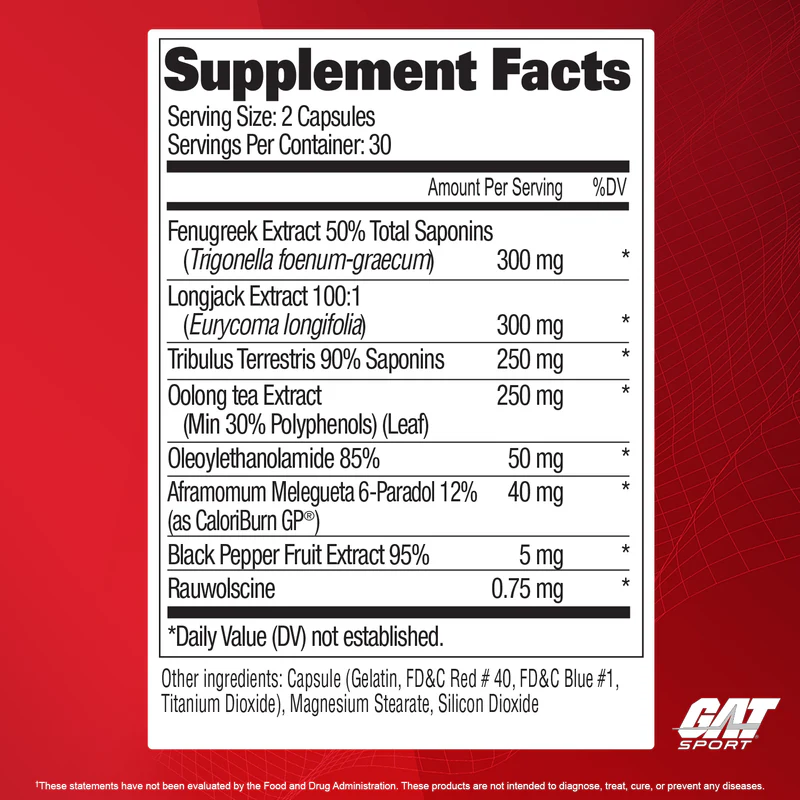 gat sport testrol fire burn 97calories per day 60capsules ( made in usa ) ( 😊free delivery😊 )