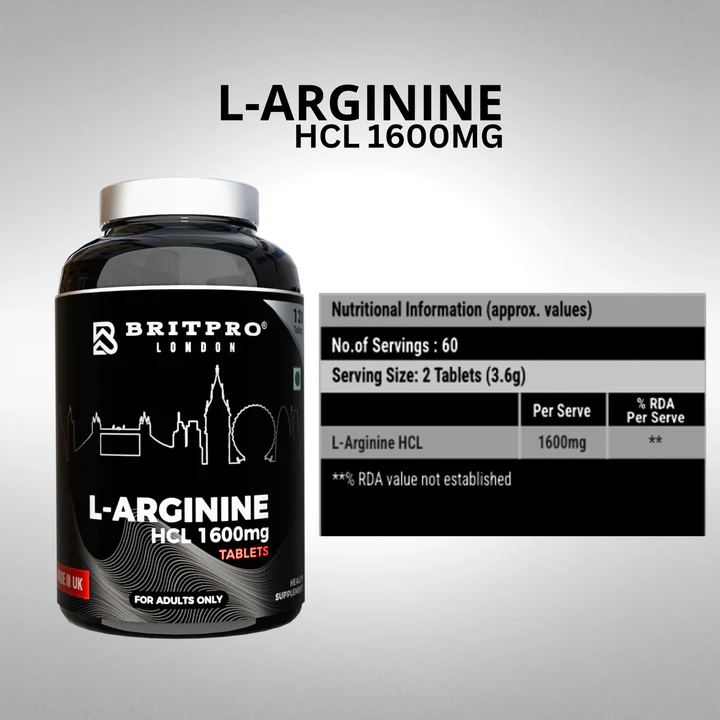 britpro london l arginine hcl 1600mg ( made in uk ) ( 😊free delivery😊 )