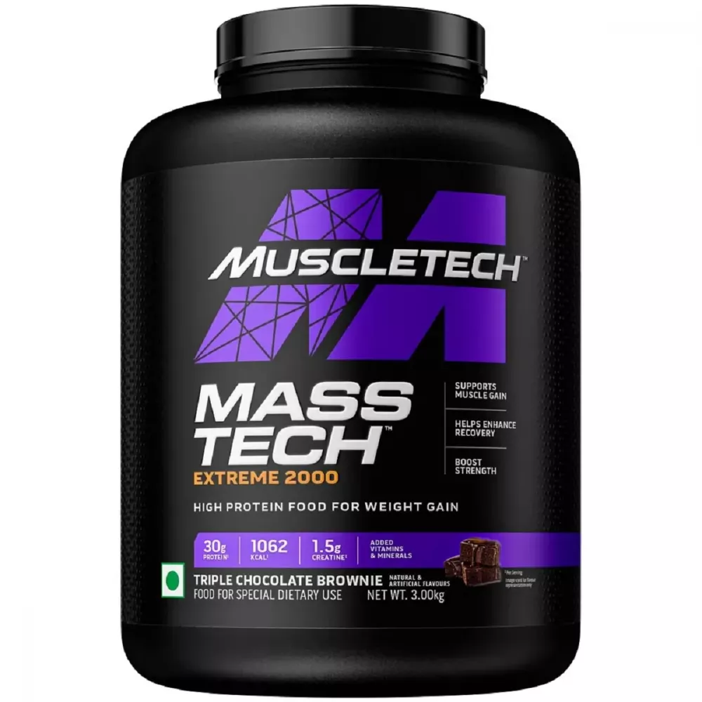 muscletech veg mass gainer triple chocolate brownie (3kg powder (10 servings) masstech extreme 2000 high protein food for weight gainer (30g protein, 1073 kcal, 1.5g creatine & added vitamin, minerals) muscletech veg mass gainer triple chocolate brownie (3kg powder (10 servings) masstech extreme 2000 high protein food for weight gainer (30g protein, 1073 kcal, 1.5g creatine & added vitamin, minerals)