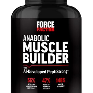 force factor anabolic muscle builder, muscle building support supplements for men, supports muscle, strength, and recovery, reduces fatigue, with ai developed peptistrong, 150 capsules