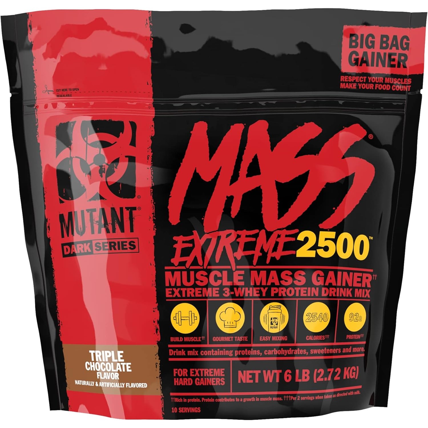 mutant mass extreme gainer 2500 2.72 kg (5.9 lb), triple chocolate ( old packing )