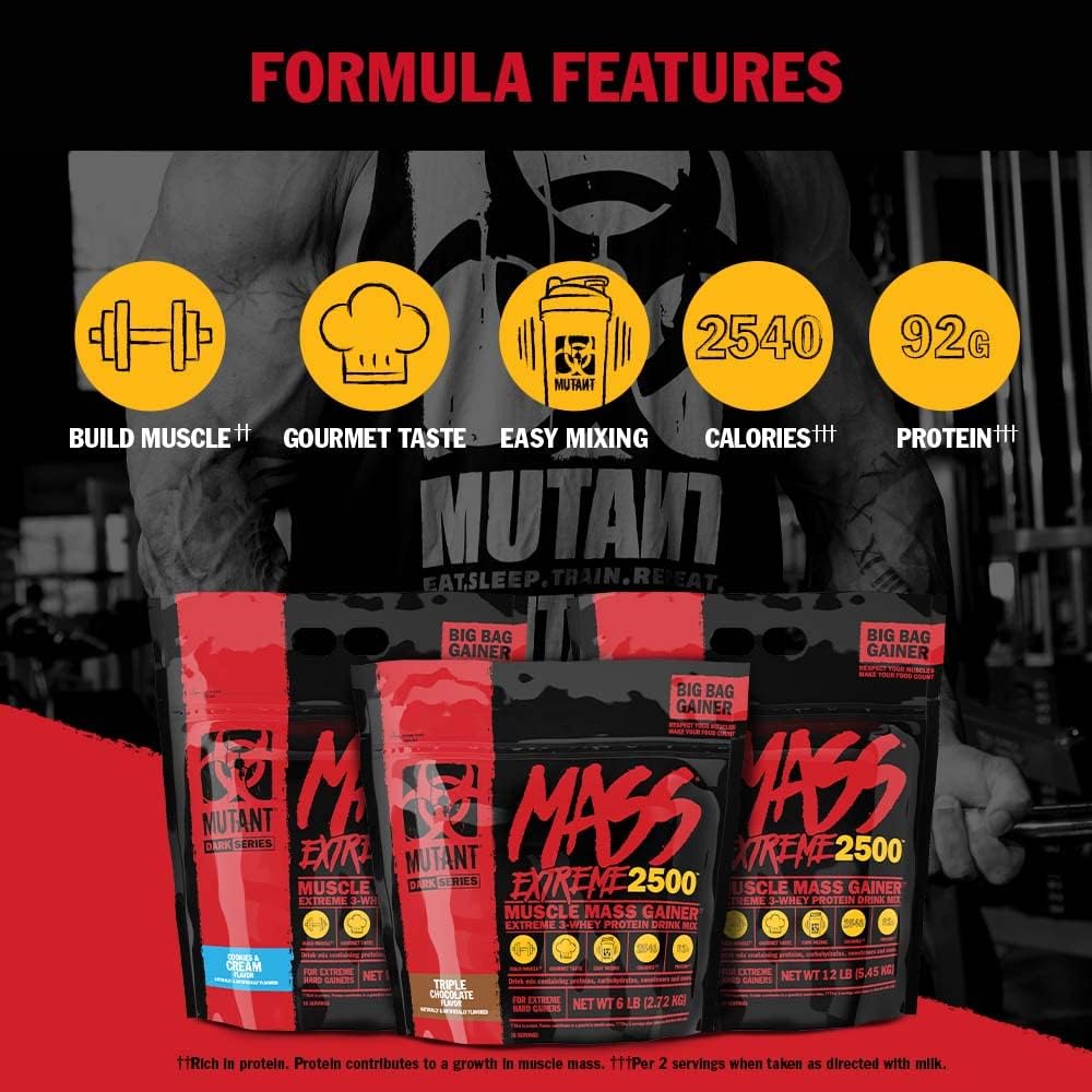 mutant mass extreme gainer 2500 2.72 kg (5.9 lb), triple chocolate ( old packing )