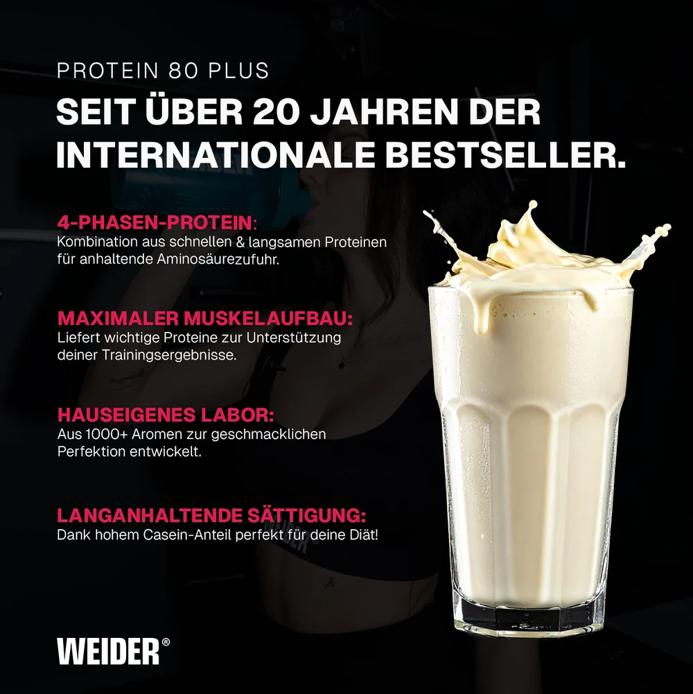 weider protein 80 plus 4 component protein with 80% high quality protein for creamy and delicious shakes! weider protein 80 plus 4 component protein with 80% high quality protein for creamy and delicious shakes!