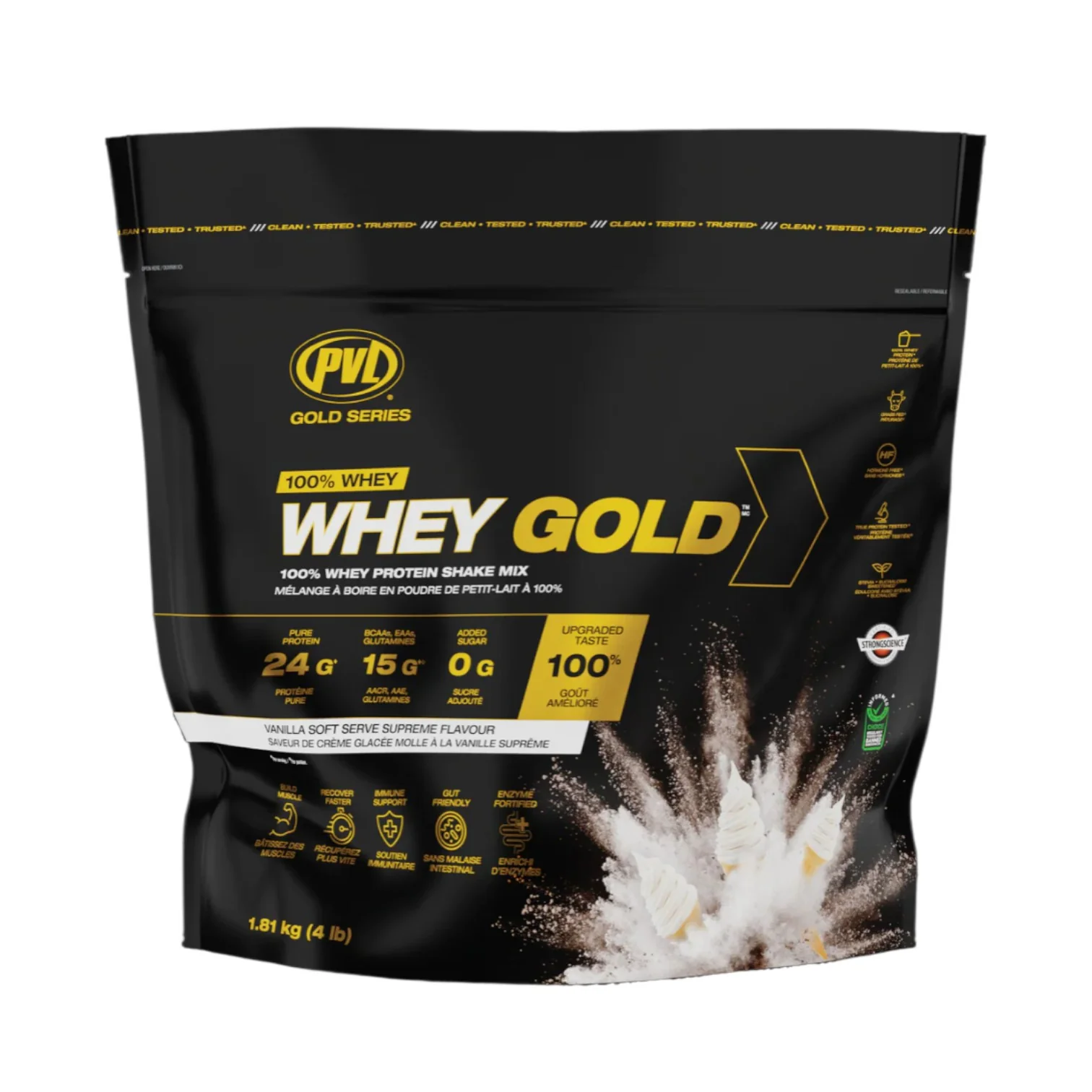 PVL Nutrition Whey Gold 4 LBS (1.81 Kg) ( Made in canada )